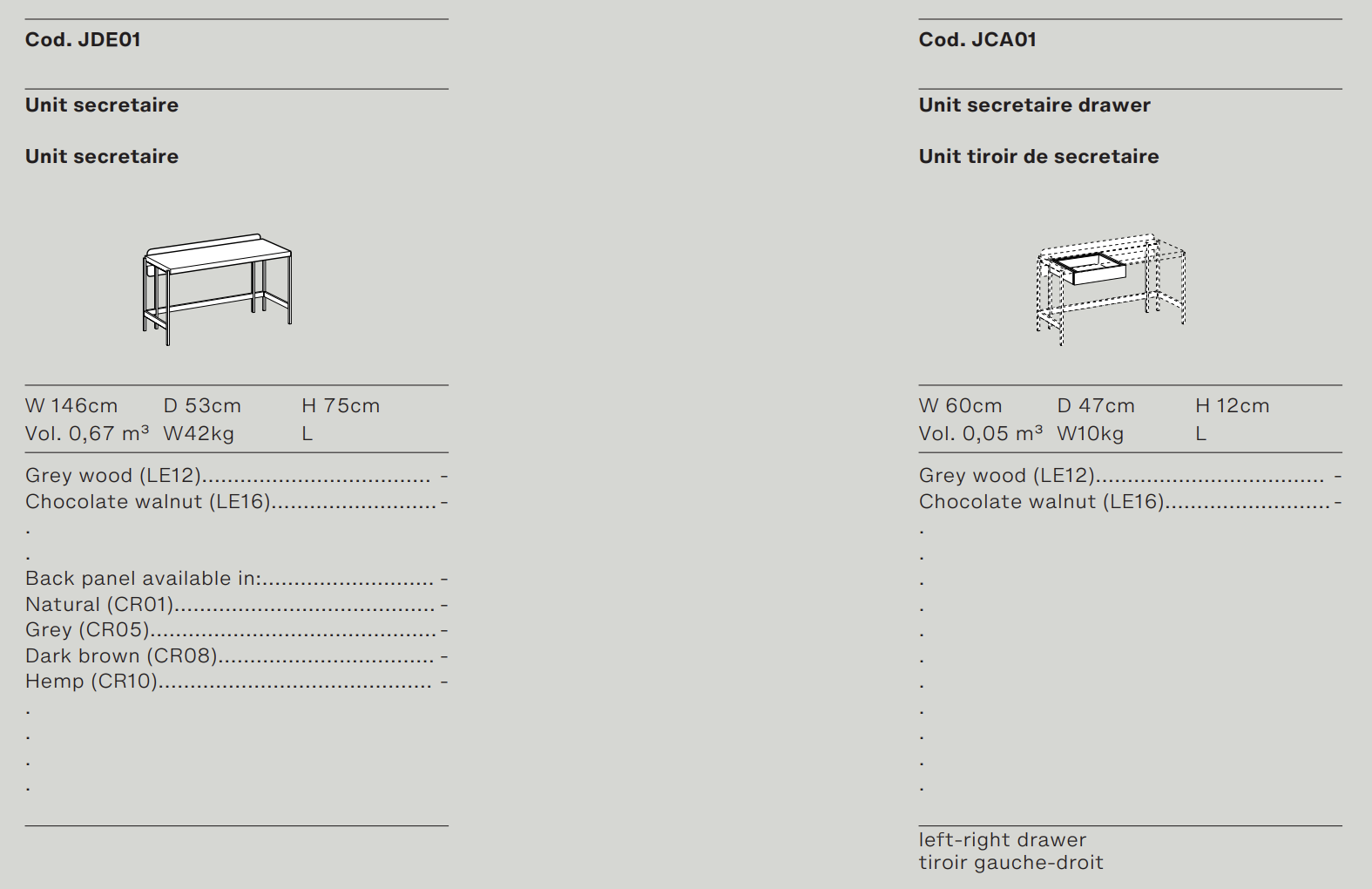 Схема Рабочий стол Unit Secrétaire, Ditre Italia