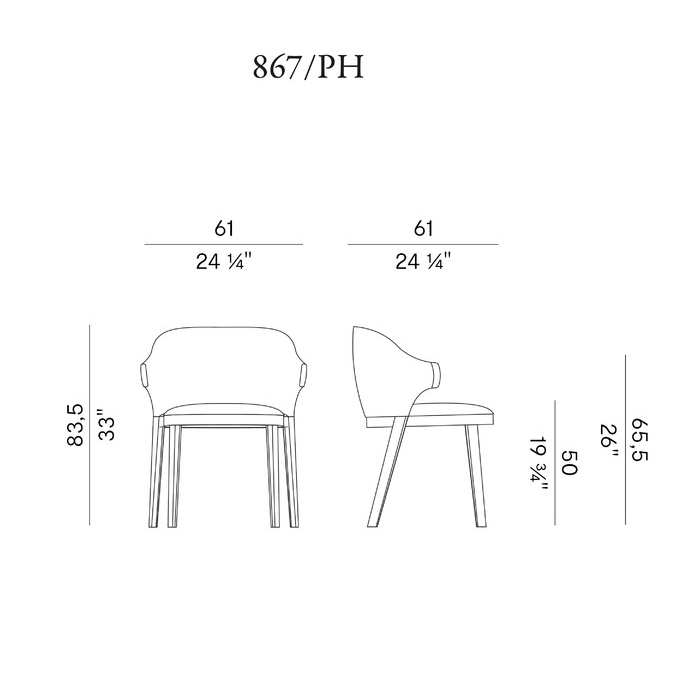 Схема Стул Trousse Hug с подлокотниками, Potocco