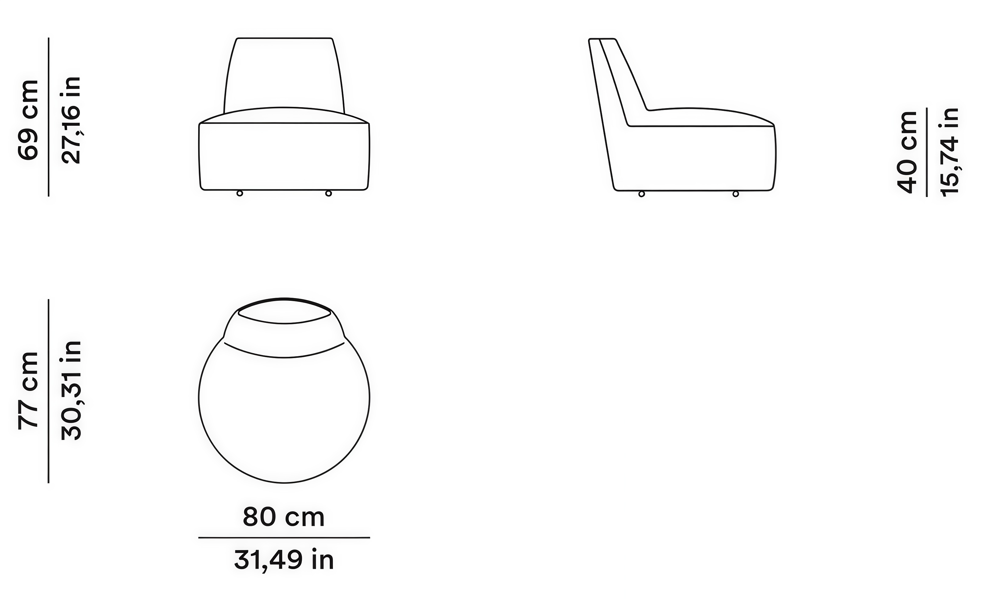 Схема Кресло Baobab, Tacchini