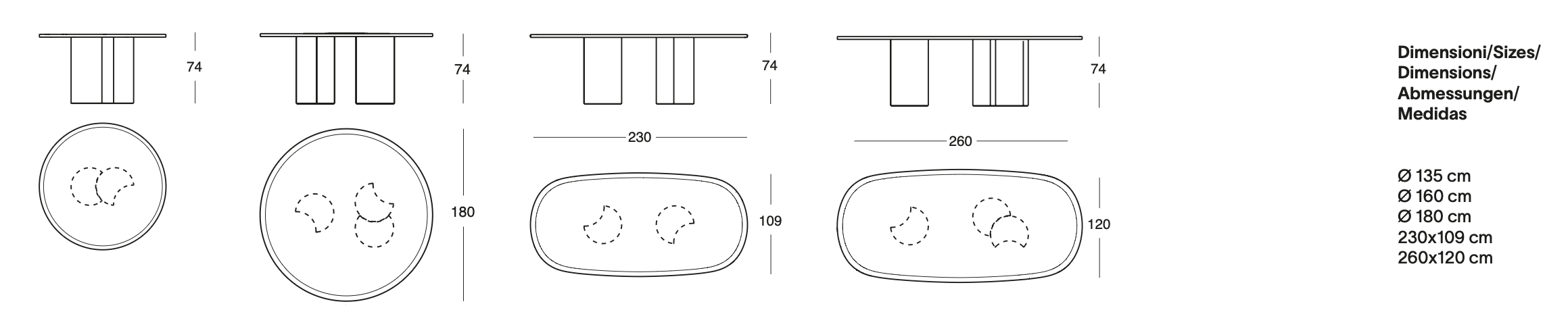 Схема Обеденный стол Bol 2326, Zanotta