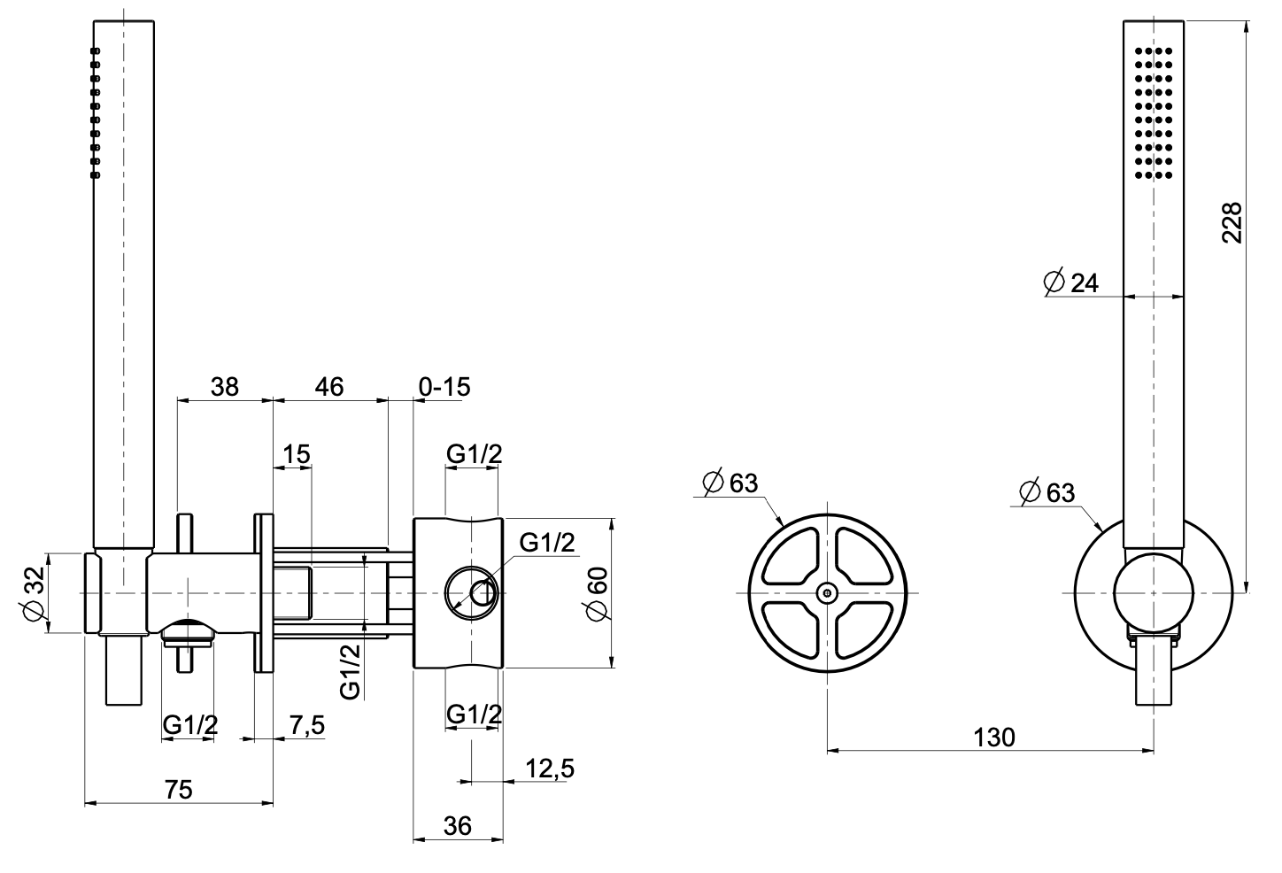 Схема Душевой комплект Valvola02 20 58, Quadro Design