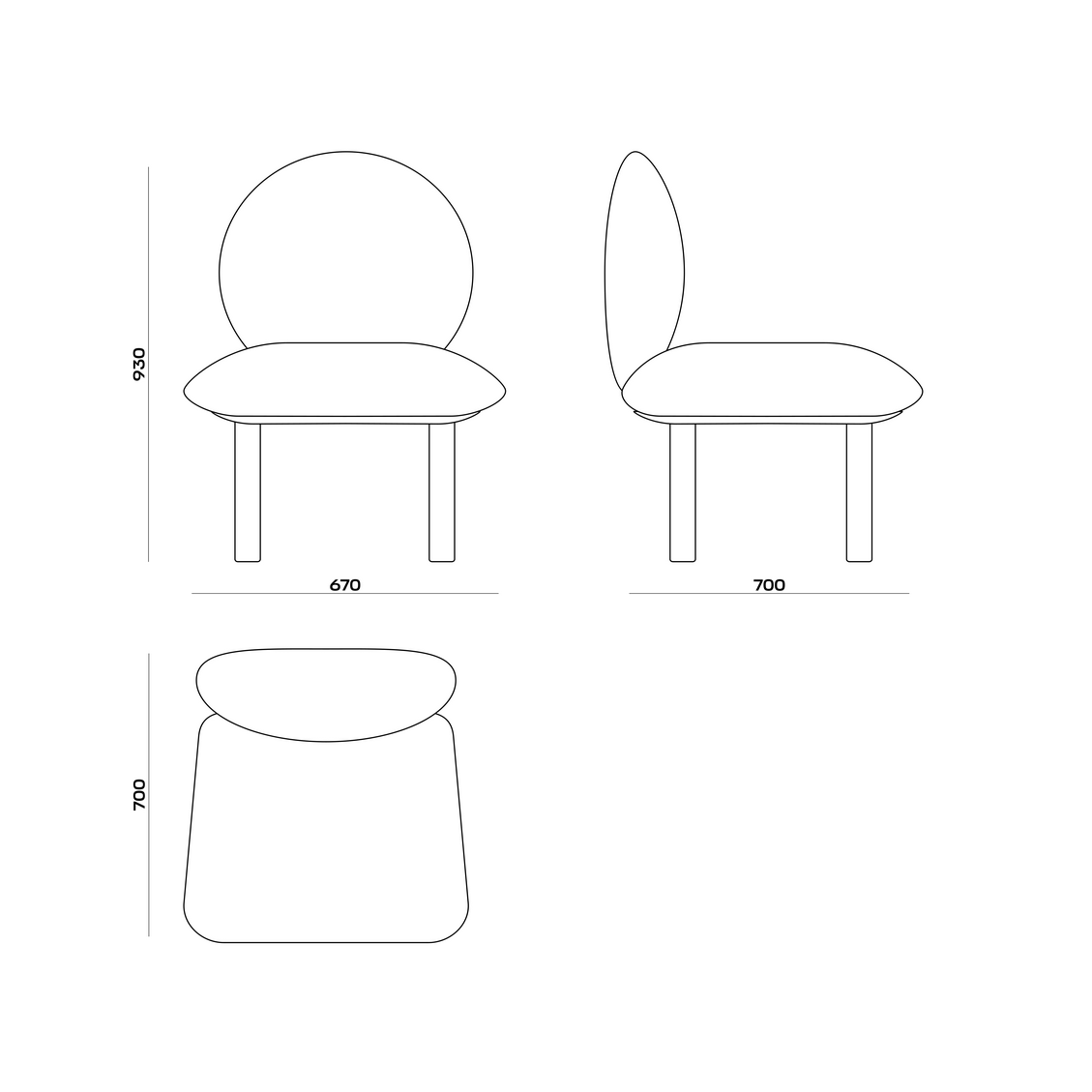 Схема Стул Sansara Dining Chair, MODÉNATURE