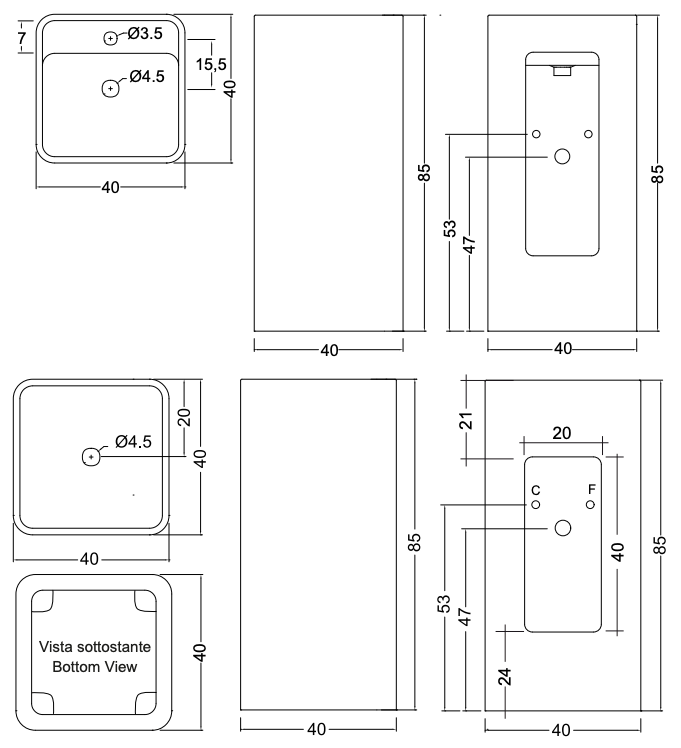 Схема Отдельностоящая раковина Semplice Freestanding Washbasin, NIC Design