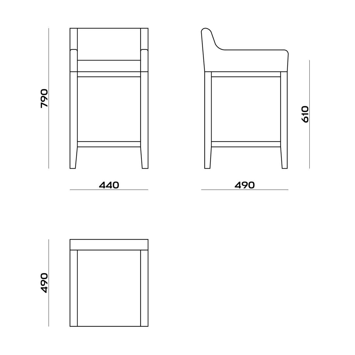 Схема Полубарный стул Frank Counter, MODÉNATURE