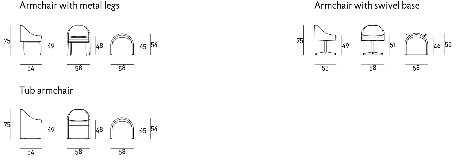 Схема Кресло Raki, Living Divani