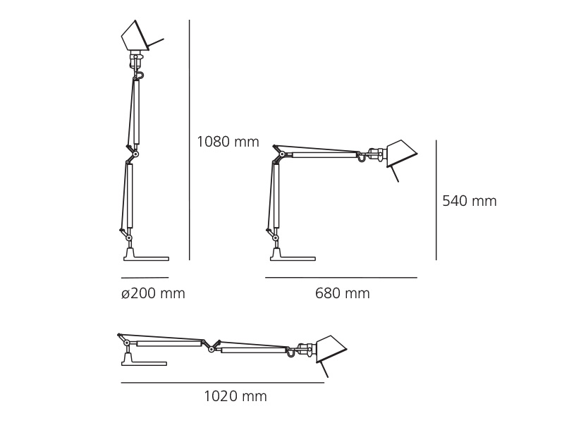Схема Настольная лампа Tolomeo Mini, Artemide