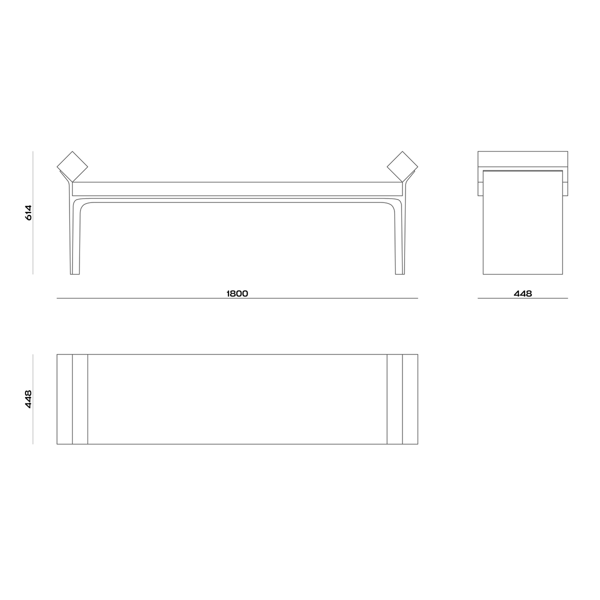 Схема Банкетка Losange Moyen, MODÉNATURE
