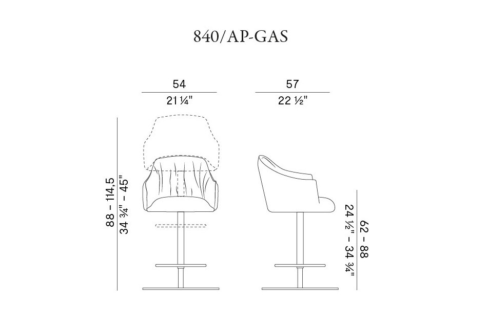 Схема Полубарный стул Blossom без подлокотников, Potocco