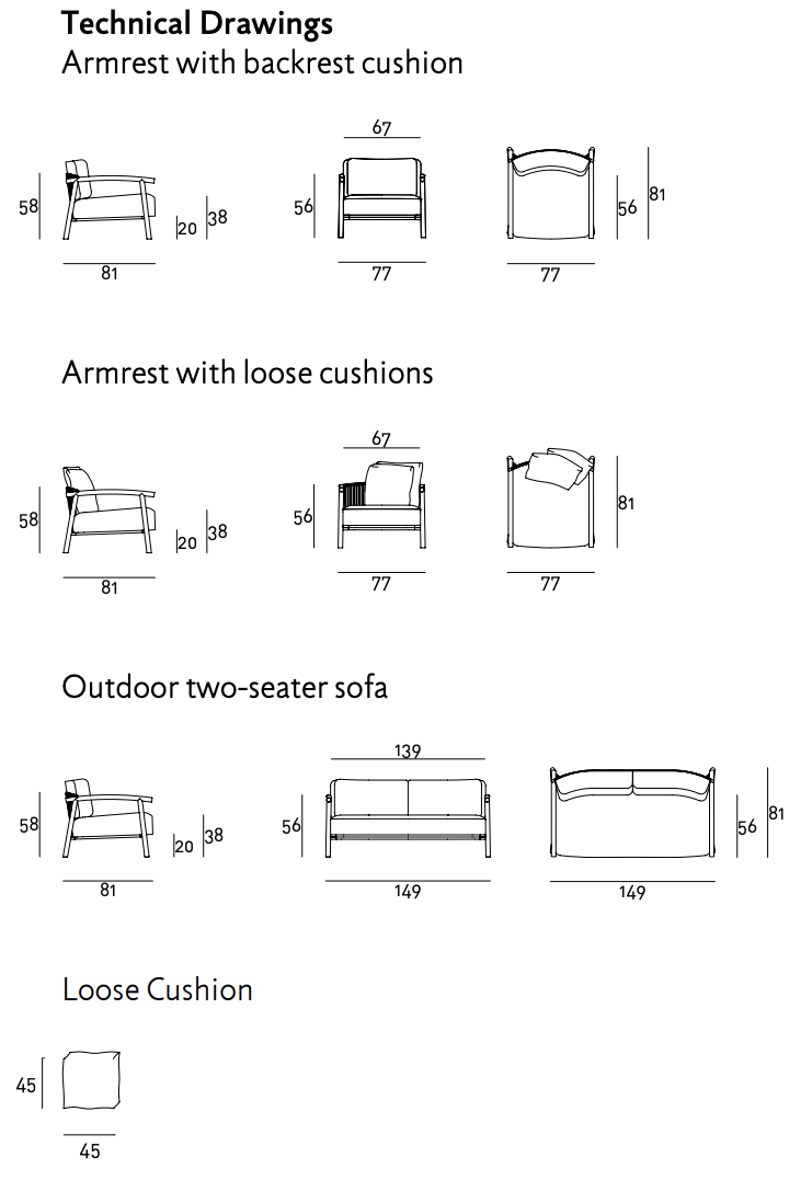 Схема Кресло Kasumi Armchair, Living Divani