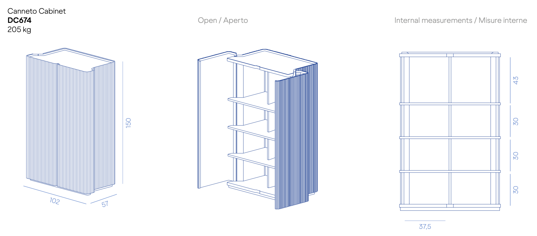 Схема Буфет Canneto Cabinet, De Castelli