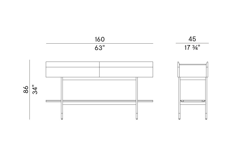 Схема Консоль Arial с выдвижными ящиками, Potocco