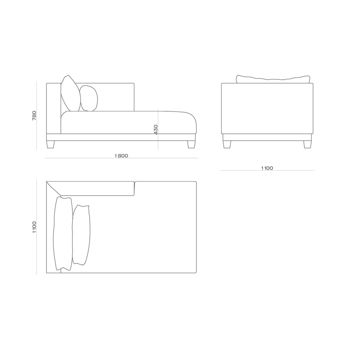 Схема Кушетка Meribel Daybed, MODÉNATURE