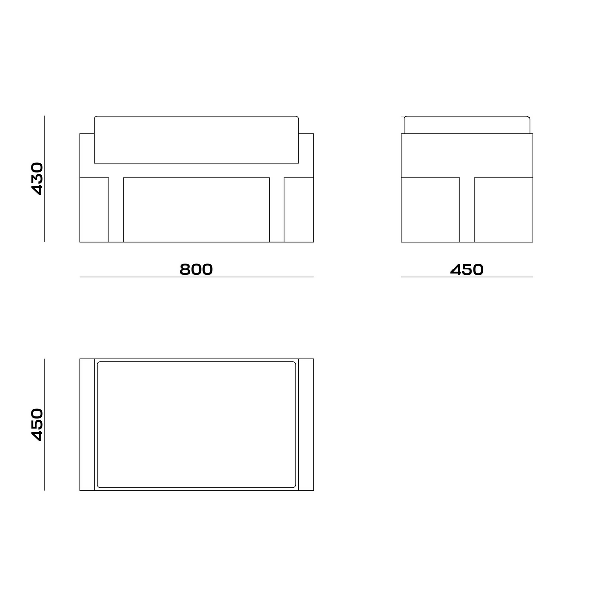 Схема Табурет Numia Stool, MODÉNATURE