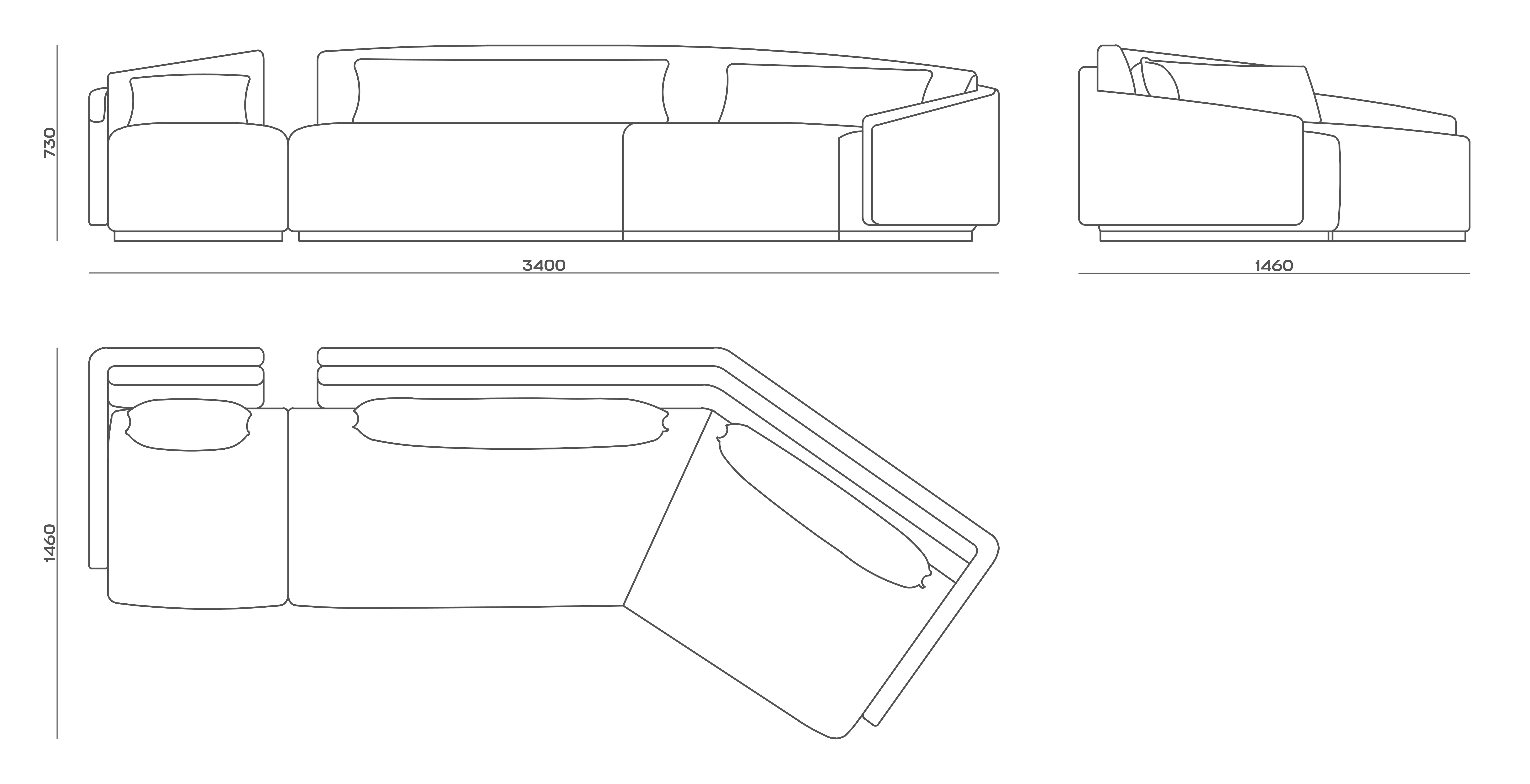 Схема Диван Domus Sectional Sofa, MODÉNATURE