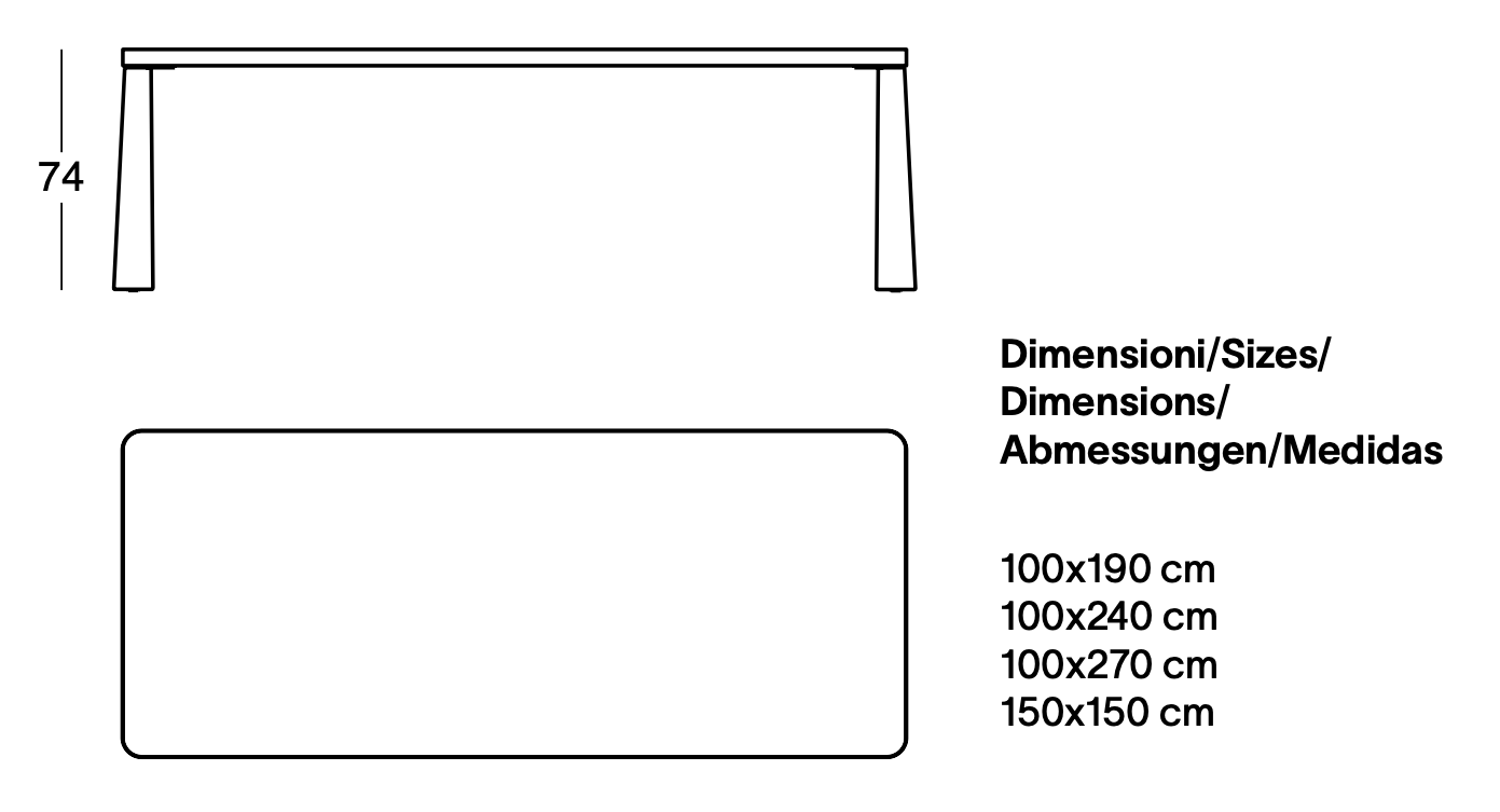 Схема Обеденный стол Tidone, Zanotta