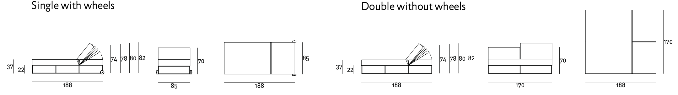 Схема Уличная кушетка Ile Club Daybed, Living Divani