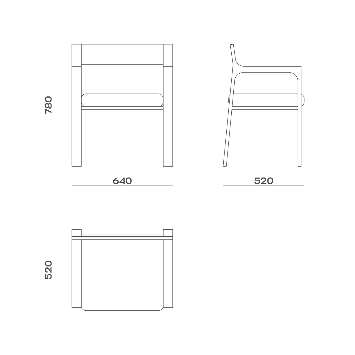 Схема Стул Patt Chair, MODÉNATURE