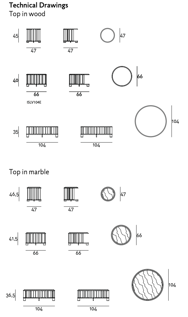 Схема Журнальный столик Islands Coffee Table, Living Divani