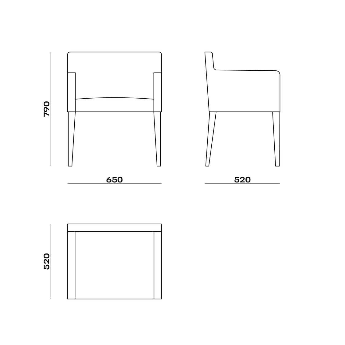 Схема Обеденное кресло Pierre Dining Chair, MODÉNATURE