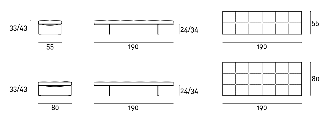 Схема Скамья Track, Living Divani
