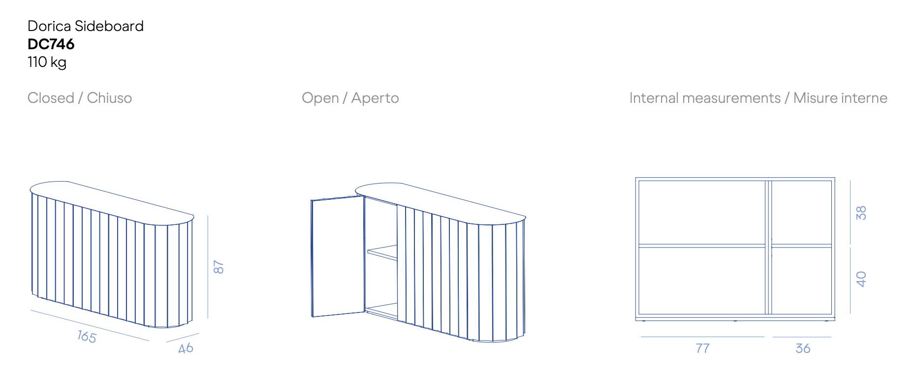 Схема Буфет Dorica Sideboard, De Castelli