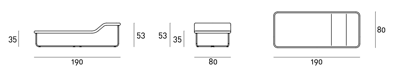 Схема Уличная кушетка Clivio, Living Divani