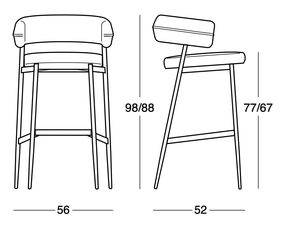 Схема Барный / полубарный стул Nena Stool, Zanotta