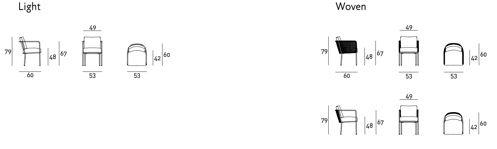 Схема Уличное кресло Mini Cafè Outdoor, Living Divani