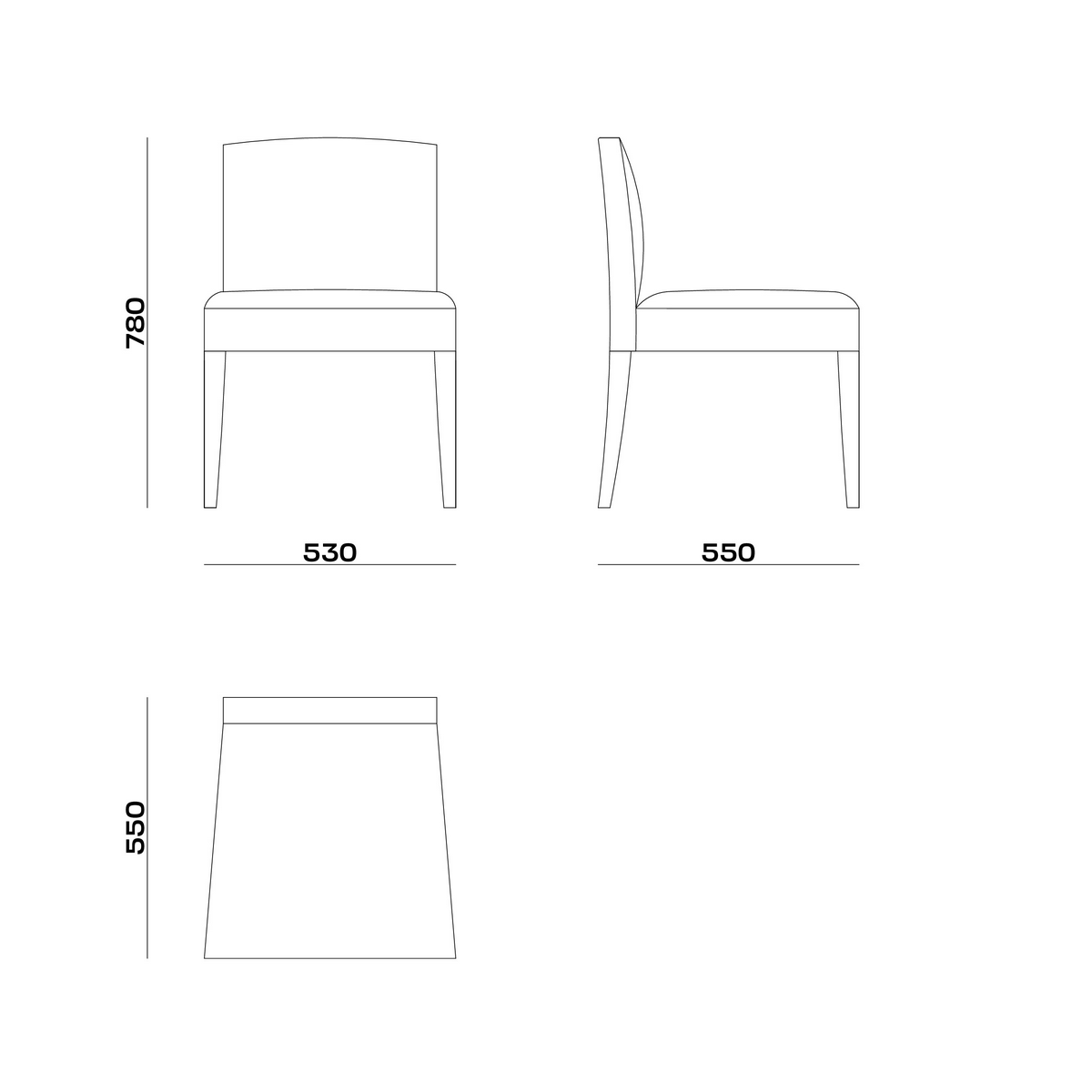 Схема Стул Andree Chair без подлокотников, MODÉNATURE