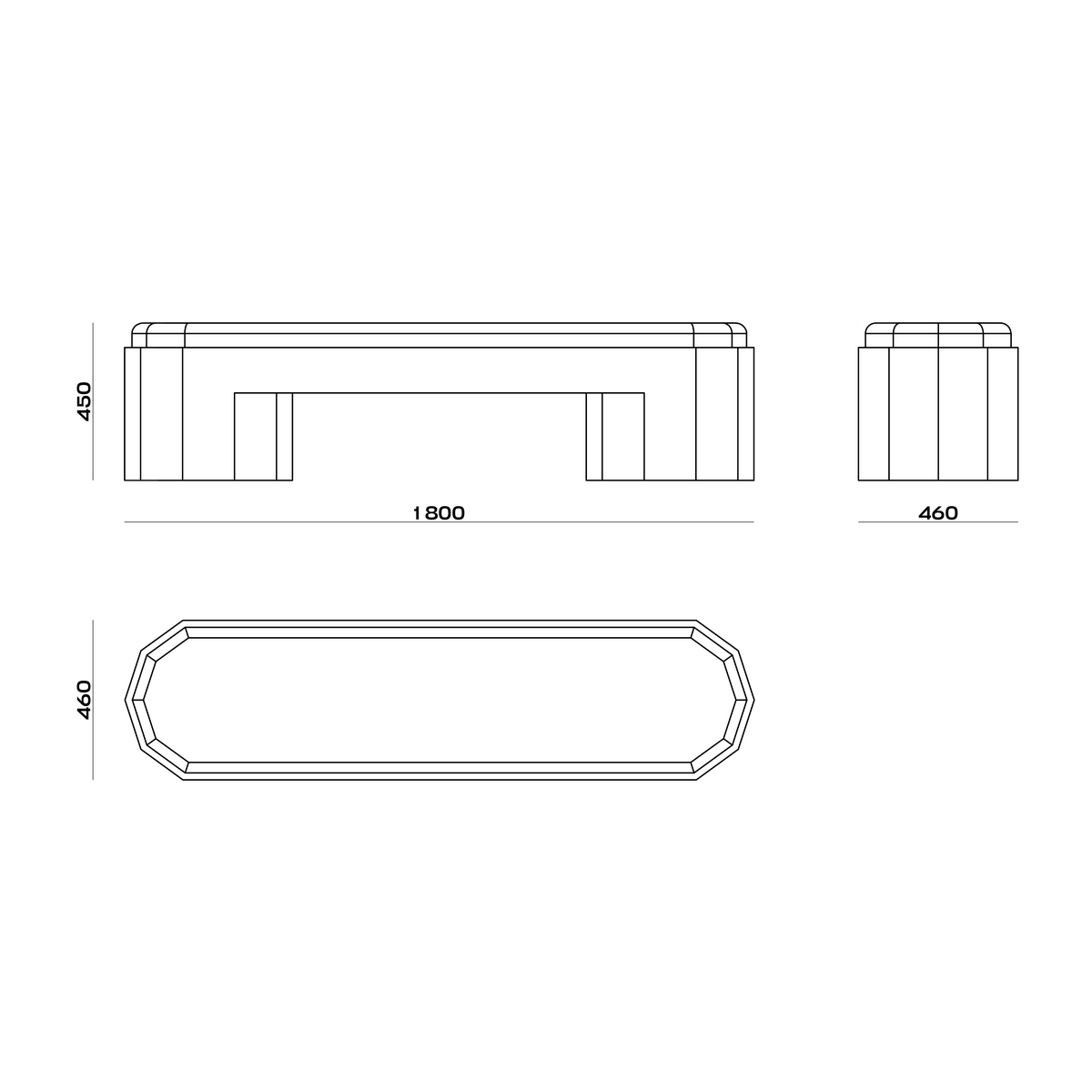 Схема Банкетка Ozawa, MODÉNATURE