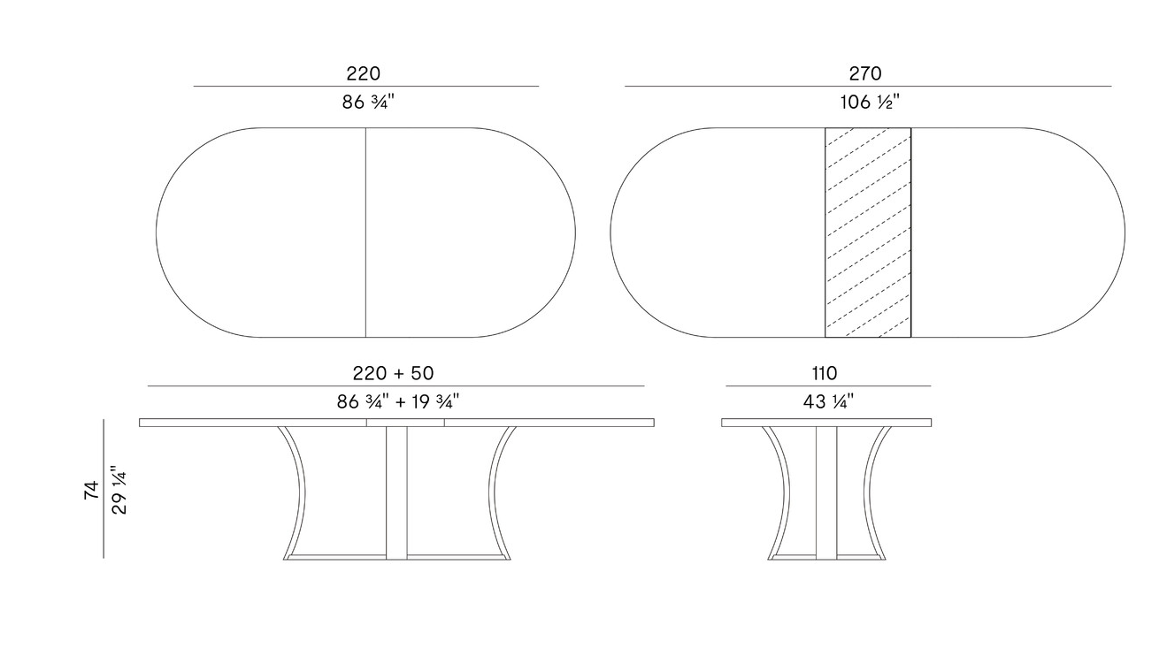 Схема Стол Grace овальный, Potocco