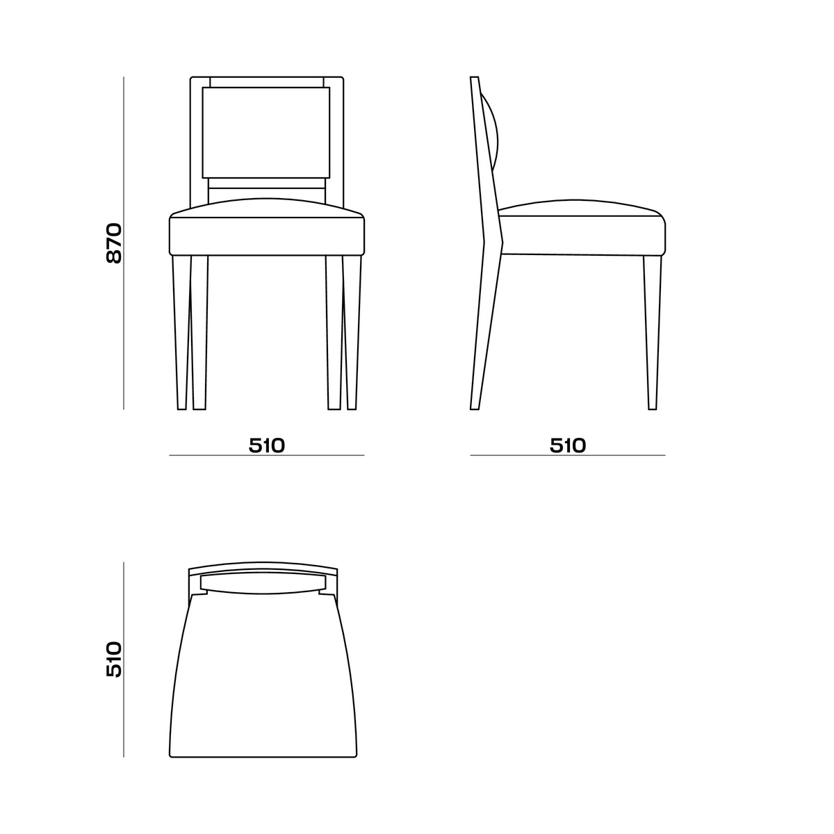 Схема Стул Popincourt Chair, MODÉNATURE
