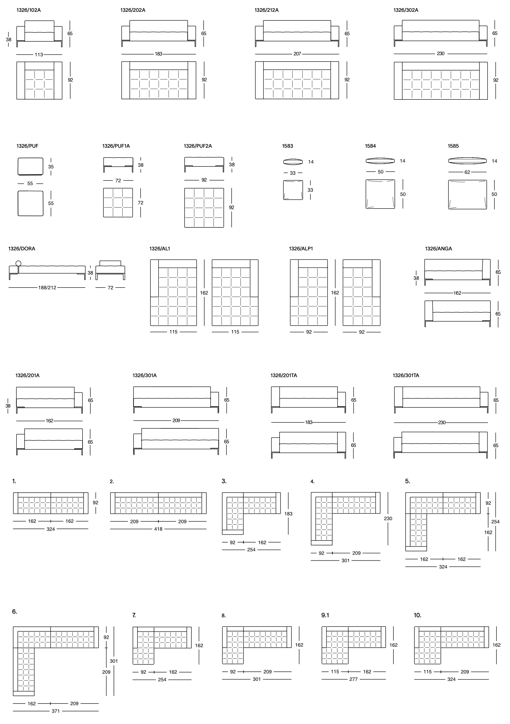Схема Диван Alfa, Zanotta