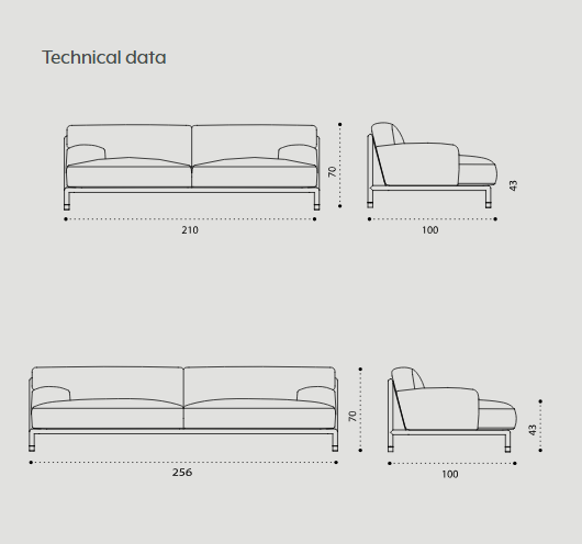 Схема Уличный диван Lodge, Ethimo