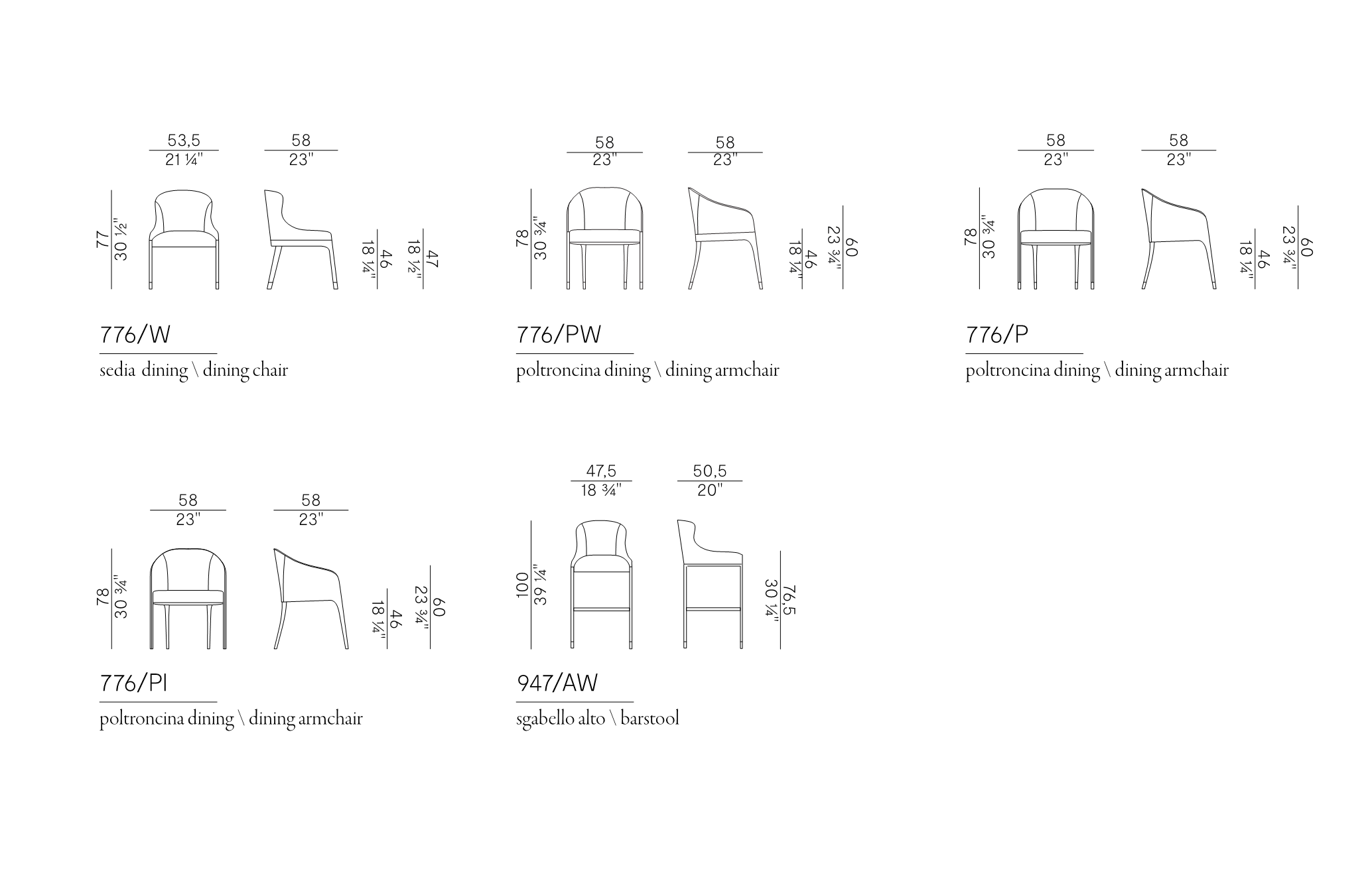 Схема Обеденное кресло Miura с подлокотниками, Potocco