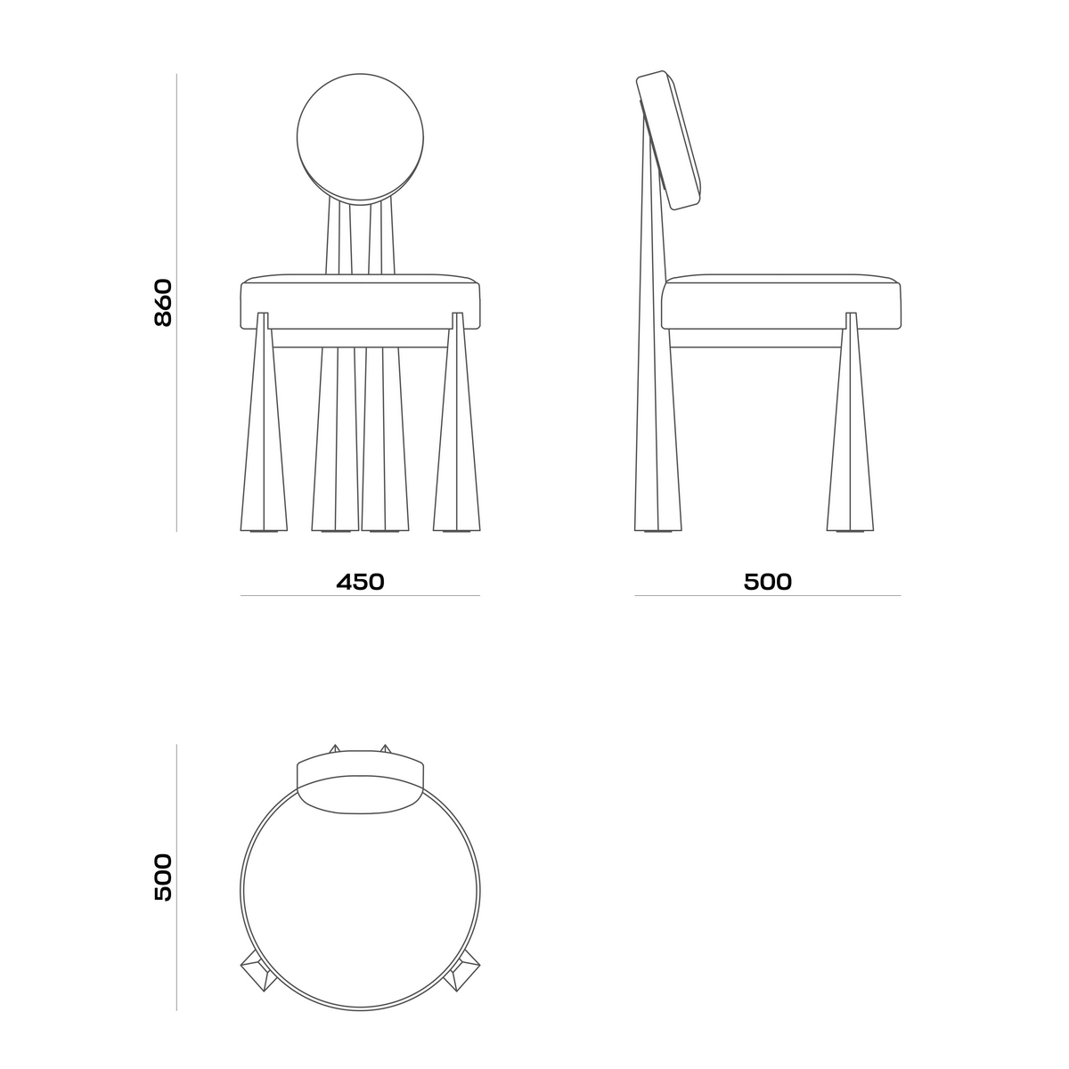 Схема Стул Masai Dining Chair, MODÉNATURE