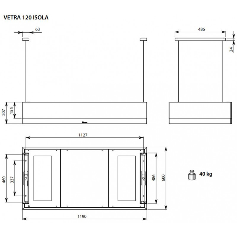 Схема Вытяжка VETRA IS.120 White Falmec CVYI20.E0P7#ZZZB461F, Falmec