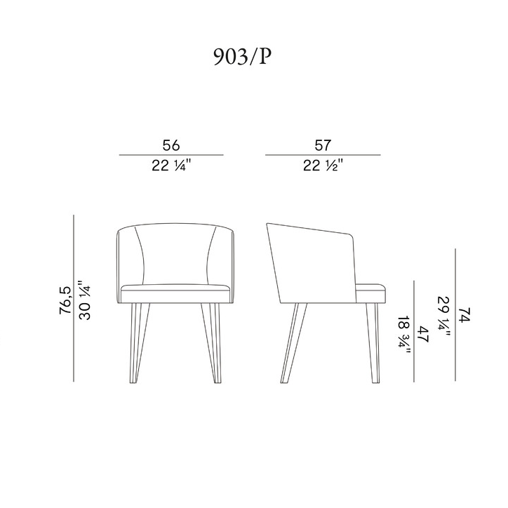 Схема Стул Lèna с подлокотниками, Potocco