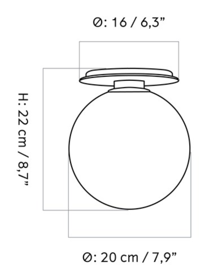 Схема Потолочный / настенный светильник TR Bulb Ceiling / Wall Lamp, Audo Copenhagen (ex. Menu)