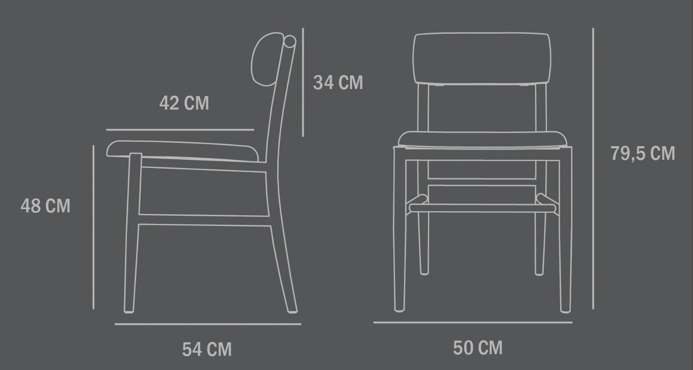 Схема Обеденный стул Nama Dining Chair — Nubuck, 101 Copenhagen