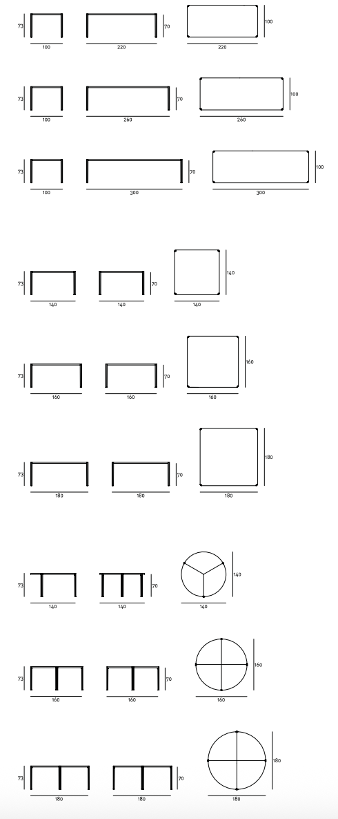 Схема Обеденный стол Graft, Living Divani