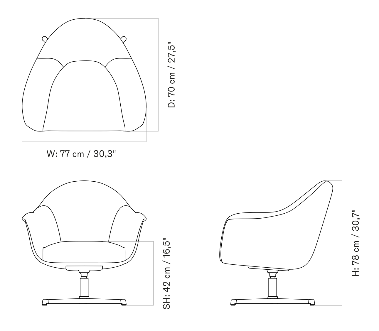 Схема Кресло Harbour Lounge Chair Star Base, Audo Copenhagen (ex. Menu)