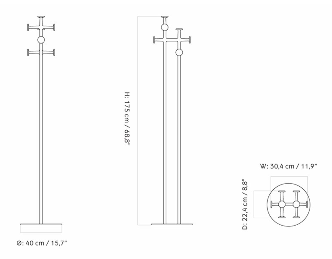 Схема Напольная вешалка Afteroom Coat Stand, Audo Copenhagen (ex. Menu)
