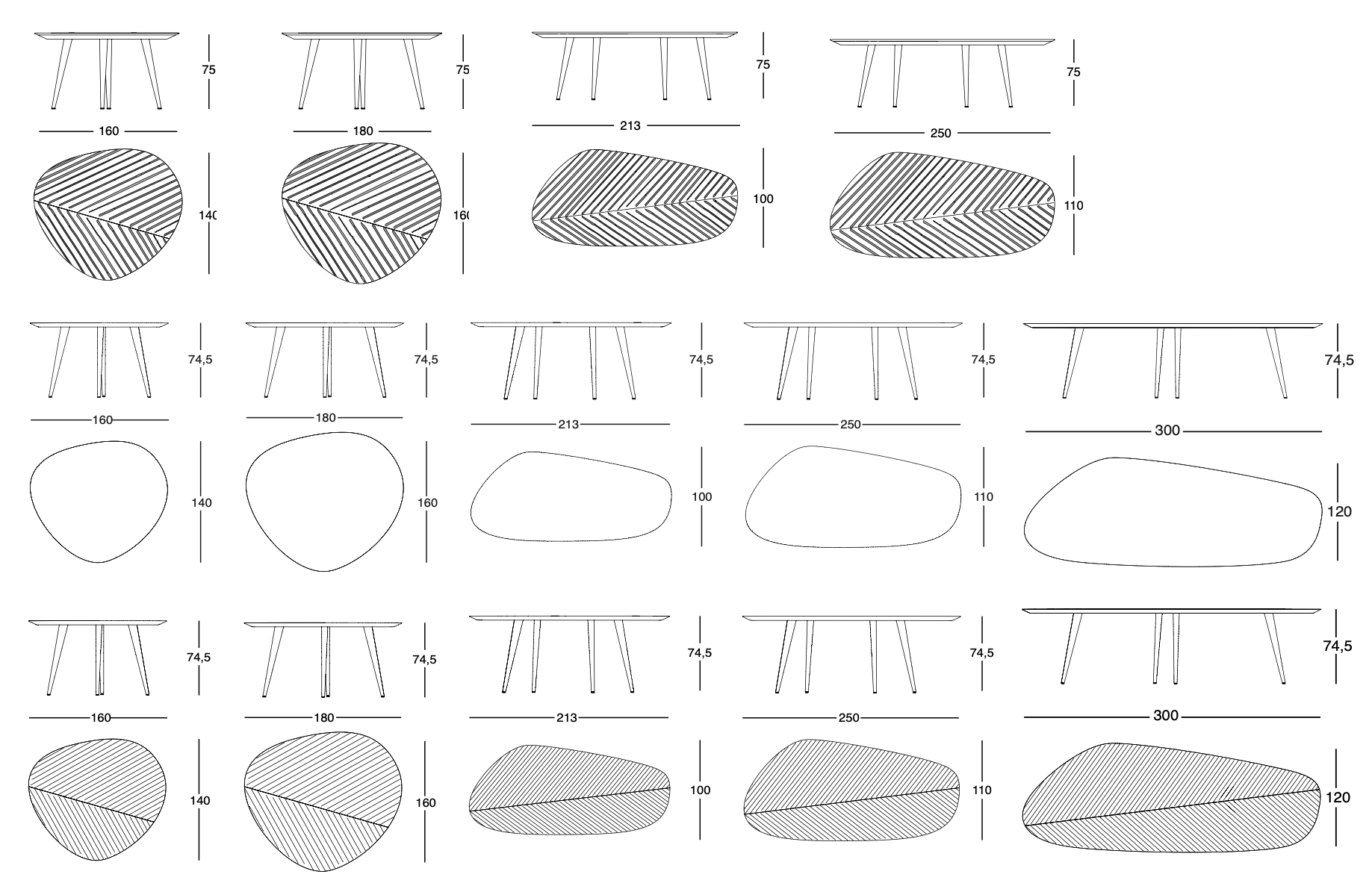 Схема Обеденный стол Tweed, Zanotta