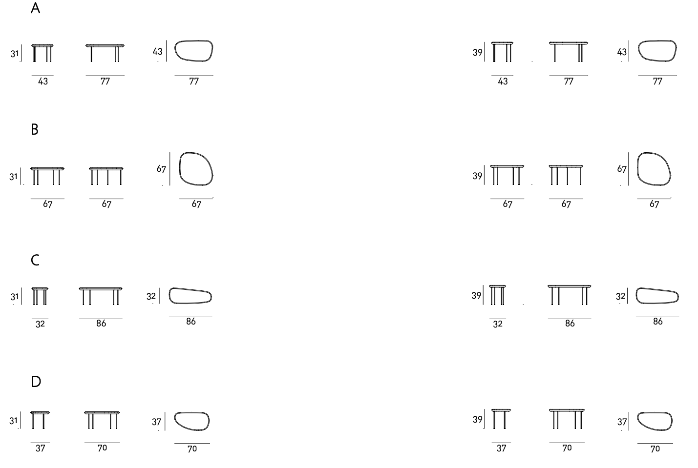 Схема Журнальный столик Pebble Low Table, Living Divani