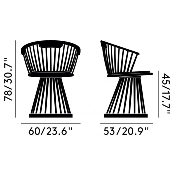 Схема Стул Fan Black, Tom Dixon