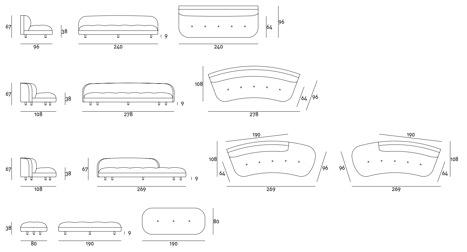 Схема Диван Gala Sofa, Living Divani