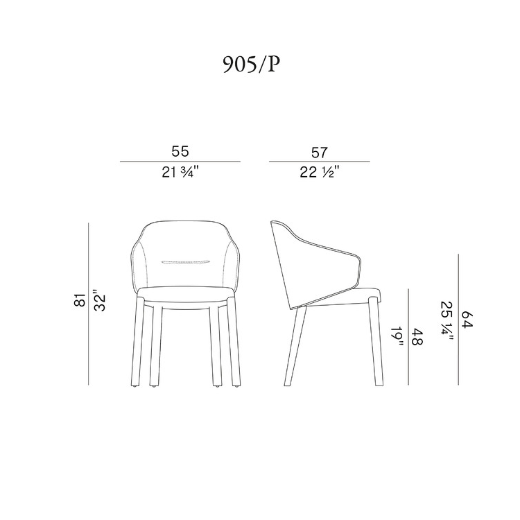 Схема Стул Concha с подлокотниками, Potocco