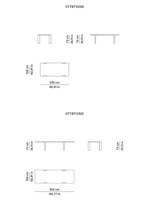 Схема Стол T–Table, Tacchini