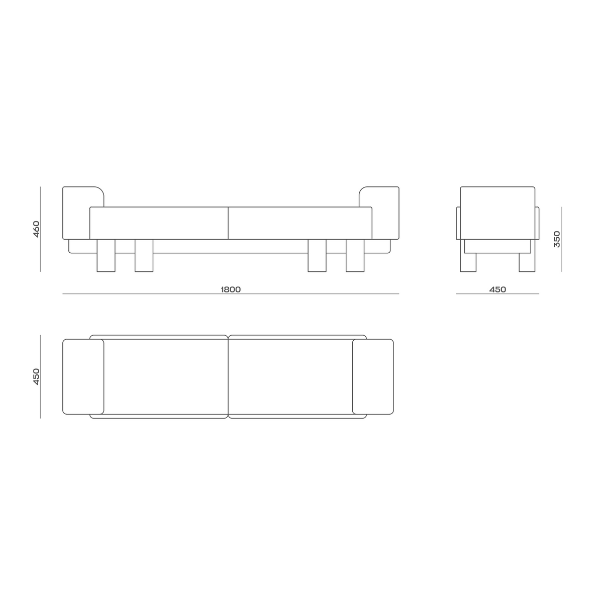Схема Банкетка Ester, MODÉNATURE